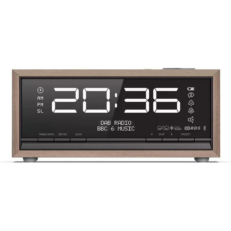 Digital Alarm Clock - 레트로 나무 블루투스 5.0 시계 스피커