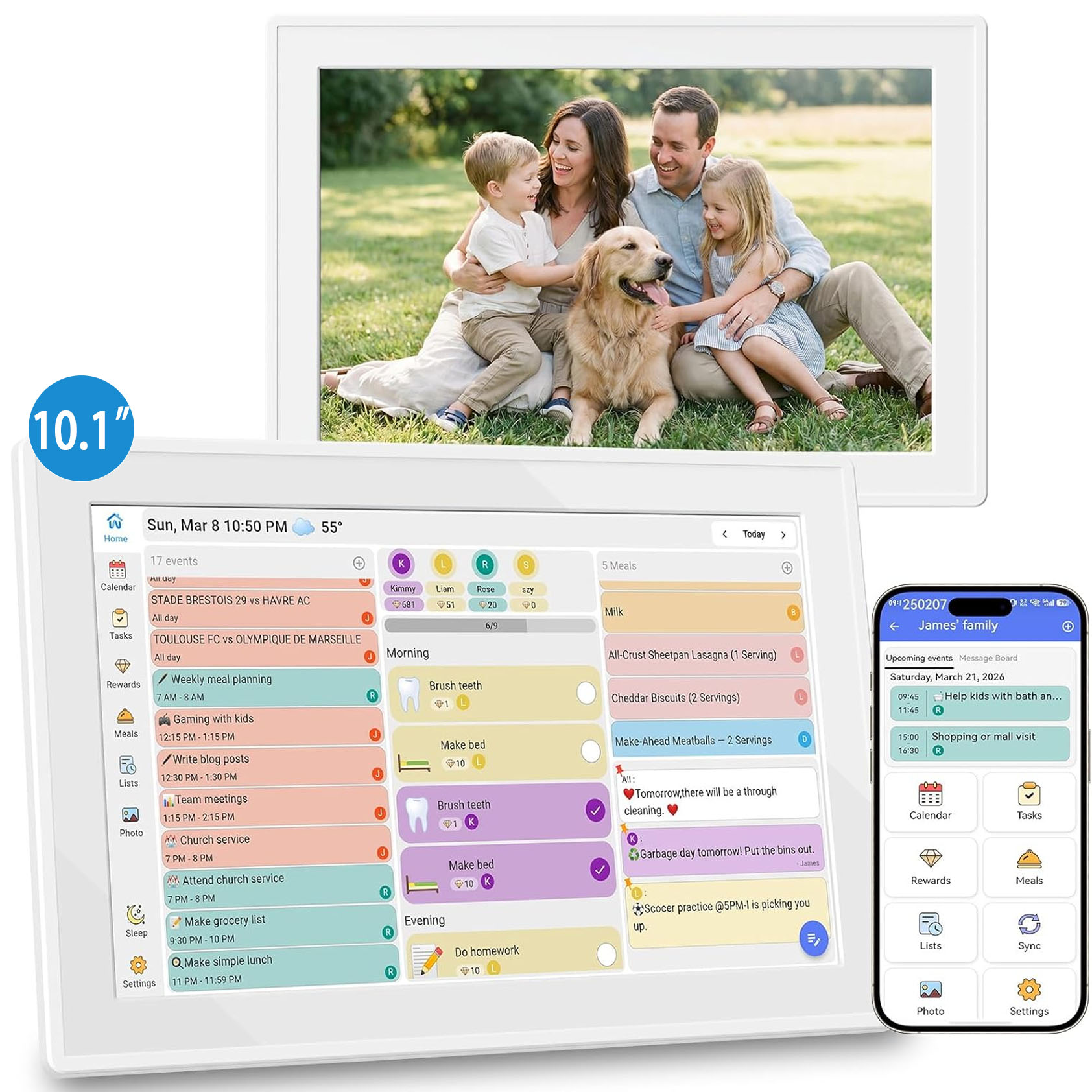 Digital Photo Frame Wifi - 10.1인치 와이파이 디지털 가족 캘린더 스마트