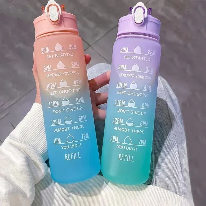 Smart Water Bottle Tracker - 시간 추적 빨대가 있는 스포츠 물병,