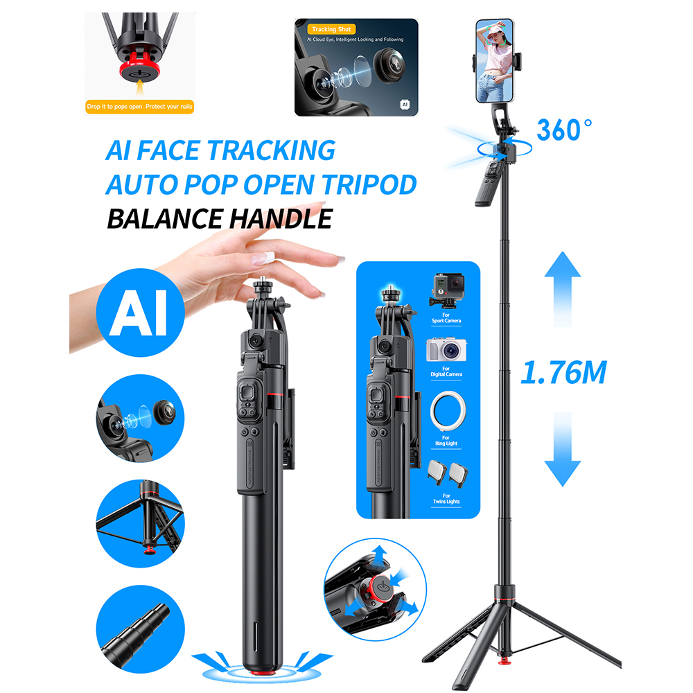 AI 짐벌 삼각대 점핑 셀카봉 360 °   스마트폰용 - Auto Tracking Tripod 리뷰 및 가격