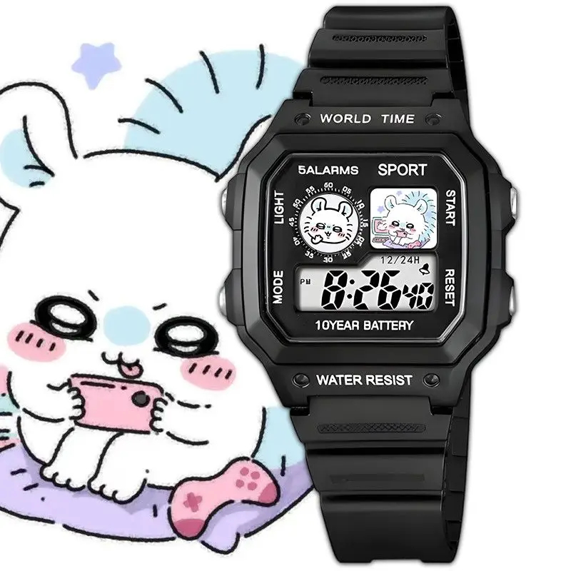 귀여운 치이카와 프린트 사각형 디지털 만화 시계 순백색 - Digital Alarm Clock 리뷰 및 가격